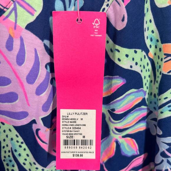 Lilly Pulitzer Kierna Knee Length Dress Oyster Bay Navy You’ve Been Spotted Sz M - Picture 5 of 16